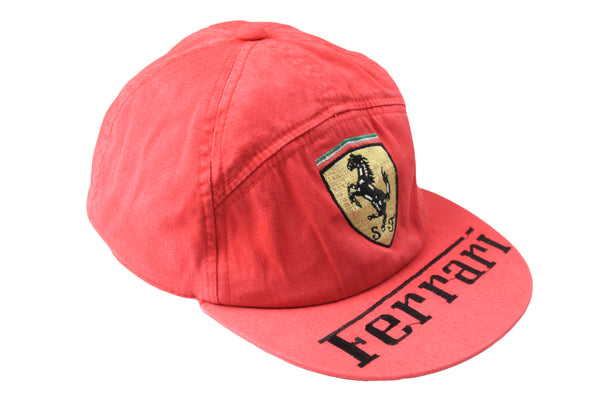Vintage Ferrari Cap red big logo summer Italy 90's 80's sun visor car motor sport race racing Michael Schumacher brand classic