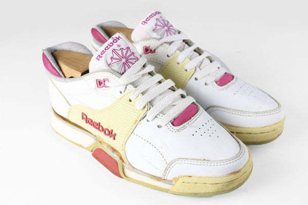 Vintage Reebok Sneakers Women's US 5.5 classic white pink 90s retro trainers sport style shoes