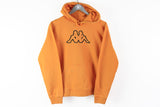 Vintage Kappa Hoodie Small orange big logo 90s hooded sweatshirt women's
