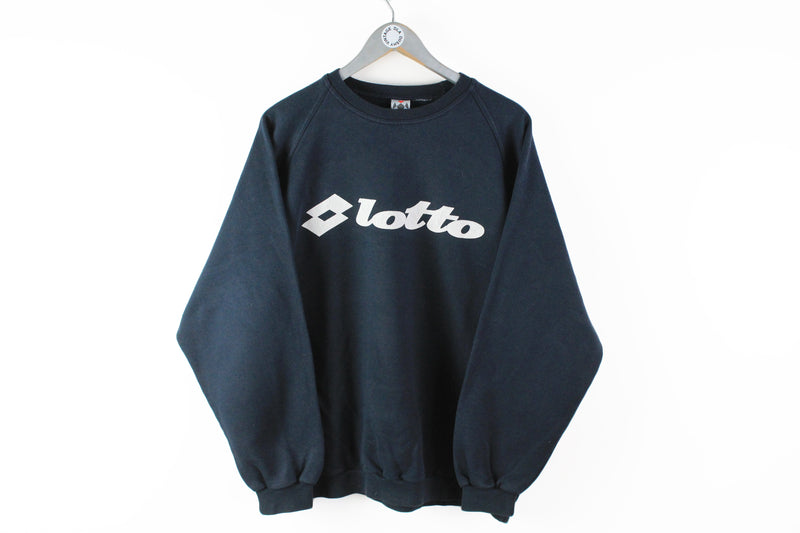 Vintage Lotto Calcio Sweatshirt Large black big logo 90s Italy football brand
