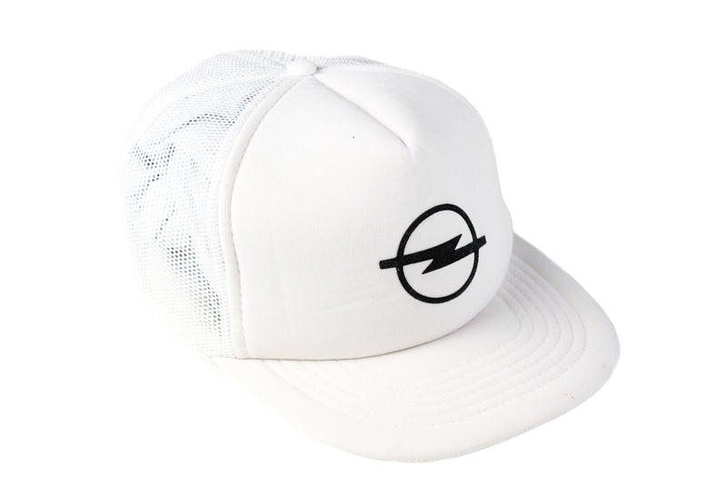 Vintage Opel Trucker Cap white big logo 90s retro sport style hat