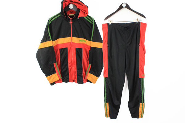 Vintage Adidas Tracksuit Medium multicolor big logo hooded jacket and pants sport athletic suit