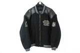 Vintage Raiders Los Angeles Jacket Large black wool and leather bomber NFL Football 90s 80s full zip Campri line big logo USA style