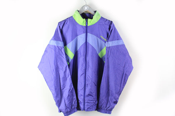 Vintage Adidas Track Jacket XLarge purple green full zip sport windbreaker 90s