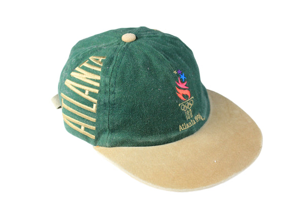 Vintage Atlanta 1996 Olympic Games USA Cap green beige 90s retro sport athletic big logo hat