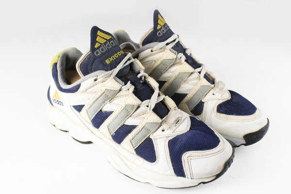 Vintage Adidas Lexicon Extra Sneakers US 7.5 white blue 90s retro sport style trainers shoes