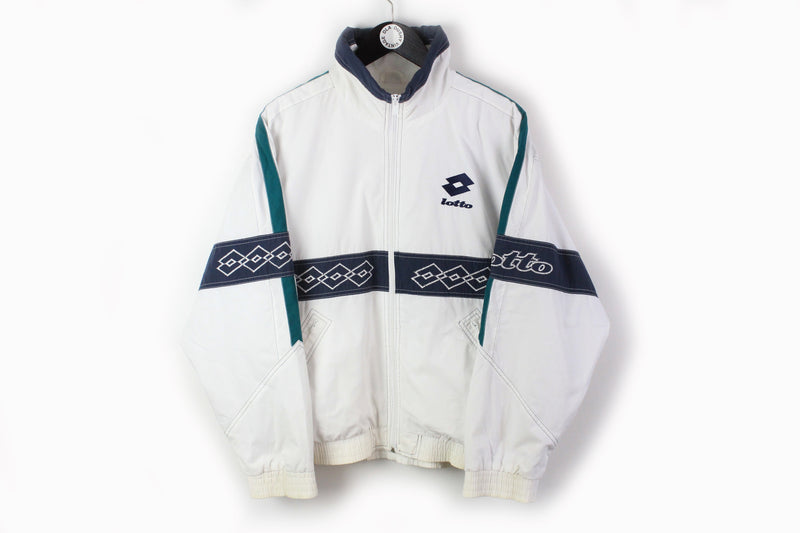 Vintage Lotto Track Jacket Medium Pro Line Tennis Italiano 90s retro style white big logo jacket