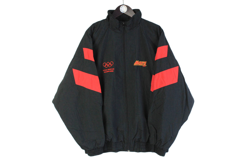 Vintage 1992 Olympic Games Mars Jacket XLarge black 90s full zip retro sport jacket USA