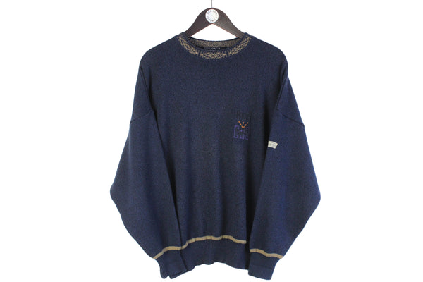 Vintage Adidas Sweater Large / XLarge blue pullover made in West Germany 80s retro sweater 