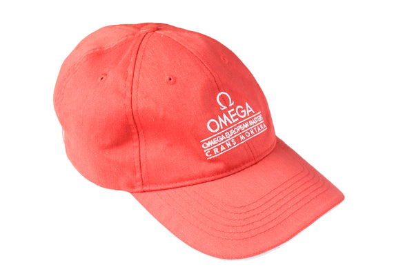 Vintage Omega Cap red big logo watch luxury sport hat 90s 