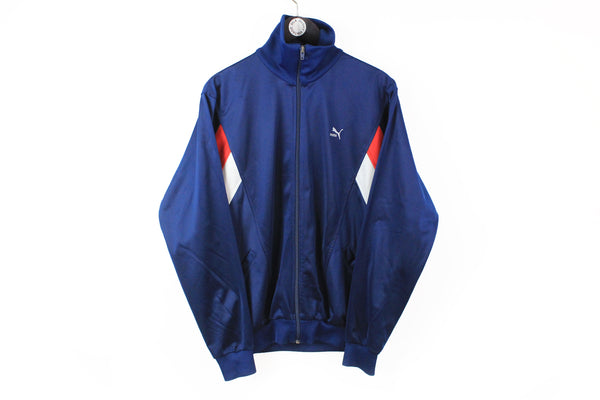 Vintage Puma Track Jacket Large navy blue 90s sport style athletic windbreaker jacket