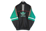 Vintage Adidas Track Jacket Medium black green big logo 90s retro sport style windbreaker 