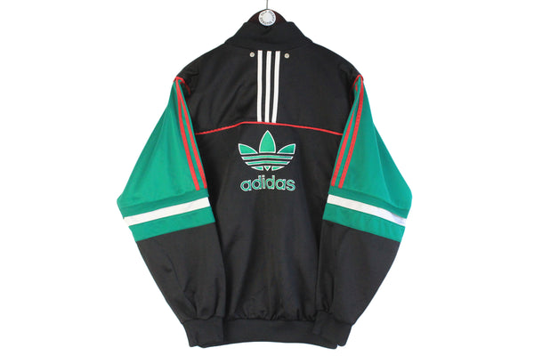 Vintage Adidas Track Jacket Medium black green big logo 90s retro sport style windbreaker 