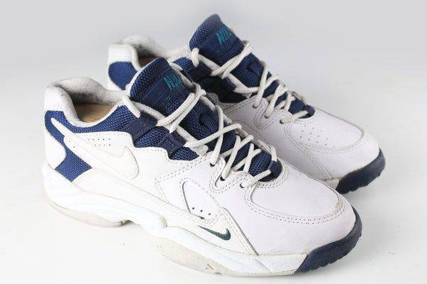 Vintage Nike Sneakers Women's US 6.5 white blue 90s retro sport style trainers shoes