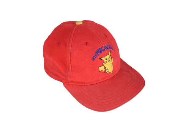 Vintage Pikachu #25 Pokemon Cap 00s Nintendo red big logo authentic cartoon collection hat