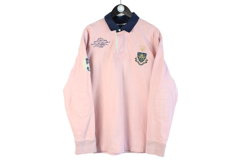 Vintage Polo by Ralph Lauren Rugby Shirt XXLarge pink retro 90s 00s authentic long sleeve jumper