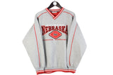 Vintage Nebraska Huskers Lee Sweatshirt Medium gray big logo USA Lincoln University sport college jumper 90s retro USA sport