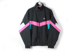 Vintage Adidas Track Jacket Medium black pink 90s full zip windbreaker retro style jacket