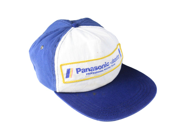 Vintage Panasonic Isostar Cap white blue 80s retro racing team sport hat 90s