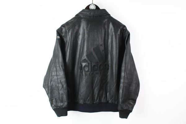 Vintage Adidas Equipment Leather Jacket Small / Medium black 90s sport retro style rare coat