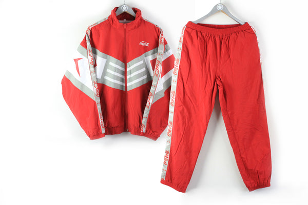 Vintage Coca-Cola Tracksuit Large big logo 90s retro style cola sport suit winbreaker 