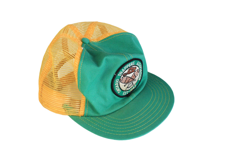 Vintage Ontario Trappers Association Trucker Cap green yellow 90's 80's Canada hat
