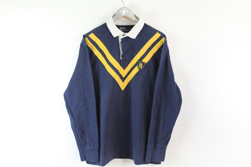 Vintage Polo by Ralph Lauren Rugby Shirt XLarge navy blue classic 90s sport shirt