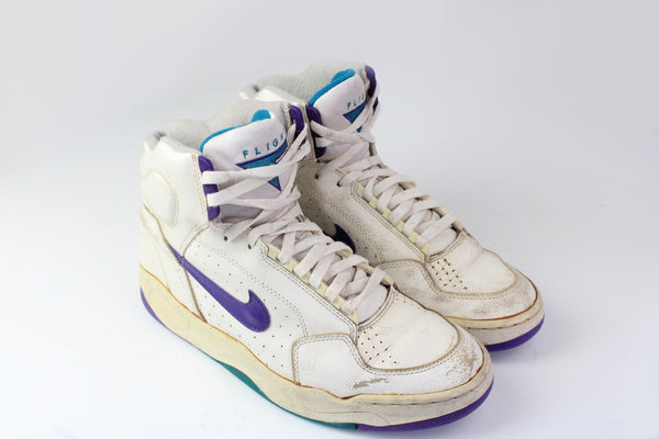 Vintage Nike Air Flight Sneakers US 10 rare basketball style white trainers 90s