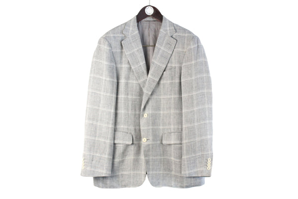 Canali Blazer Large luxury sartorial authentic classic jacket plaid gray 