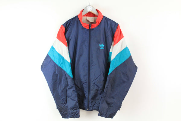 Vintage Adidas Track Jacket XLarge blue 90s sport windbreaker Germany style 