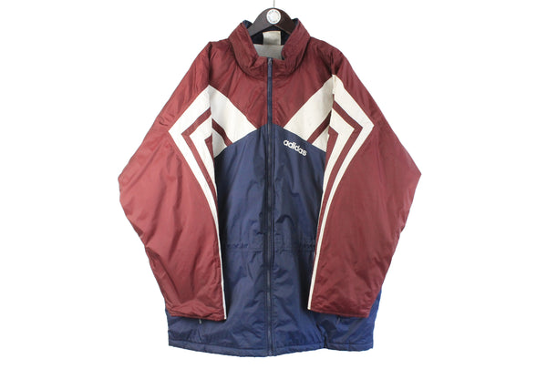Vintage Adidas Jacket XXLarge blue red 90s sport style retro winter coat