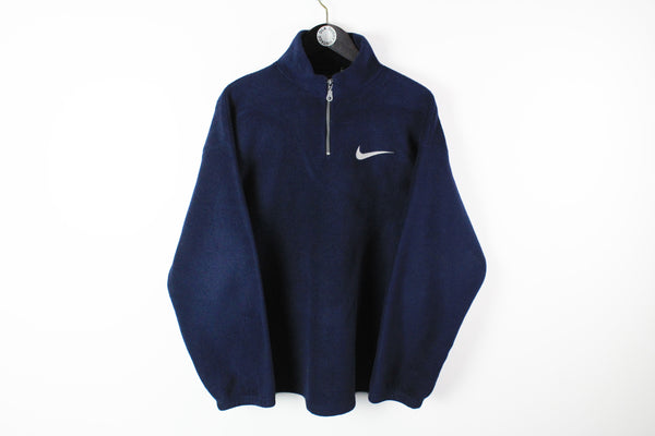 Vintage Nike Bootleg Fleece Large navy blue 1/3 Zip retro style 90s sport sweater
