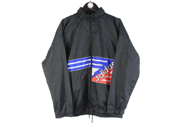 Vintage Adidas Jacket Large black retro big logo 90s authentic sport style windbreaker