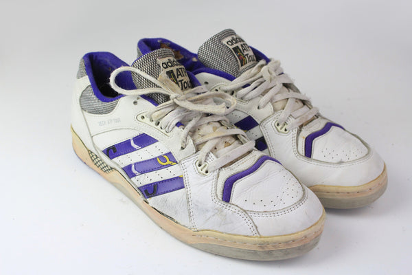  Vintage Adidas Tech ATP Tour Sneakers US 11.5  90s tennis white purple retro style shoes athletic trainers