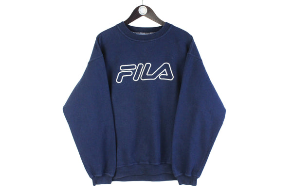 Vintage Fila Sweatshirt Large blue big logo 90s retro crewneck jumper