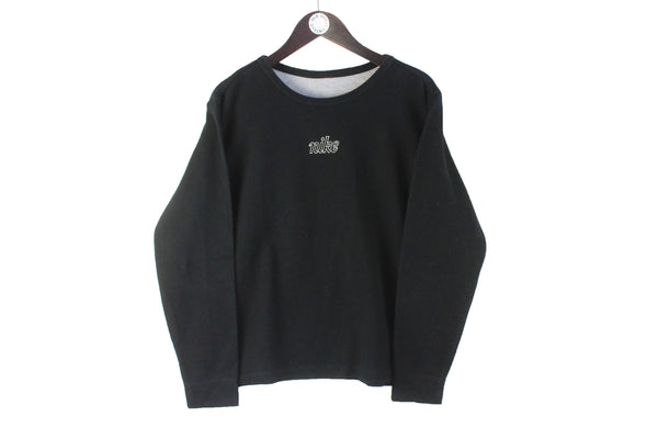 Vintage Nike Sweatshirt Women’s Large black big logo 90s retro sport style crewneck oversized jumper