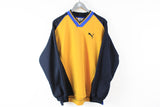 Vintage Puma Sweatshirt Large yellow black 90s retro sport jumper