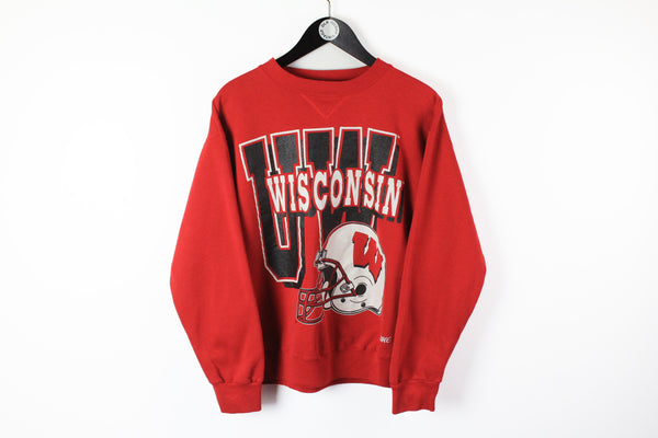 Vintage Wisconsin UW Sweatshirt Small / Medium  big logo red jumper 90s sport 