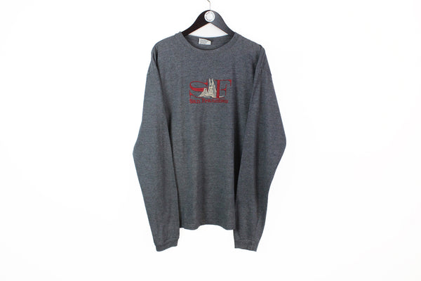 Vintage San Francisco Long Sleeve T-Shirt XLarge / XXLarge gray embroidery logo sweatshirt