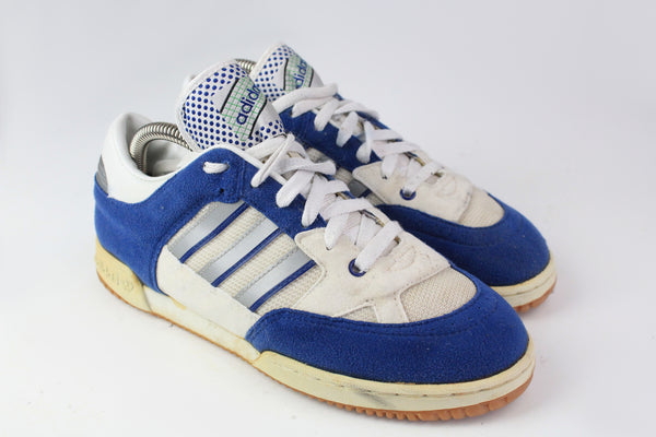 Vintage Adidas Sneakers US 6 blue white 90s indoor retro style shoes