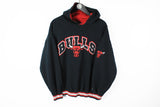 Vintage Chicago Bulls Starter Hoodie Small / Medium 90s sport retro style black big logo NBA basketball jumper