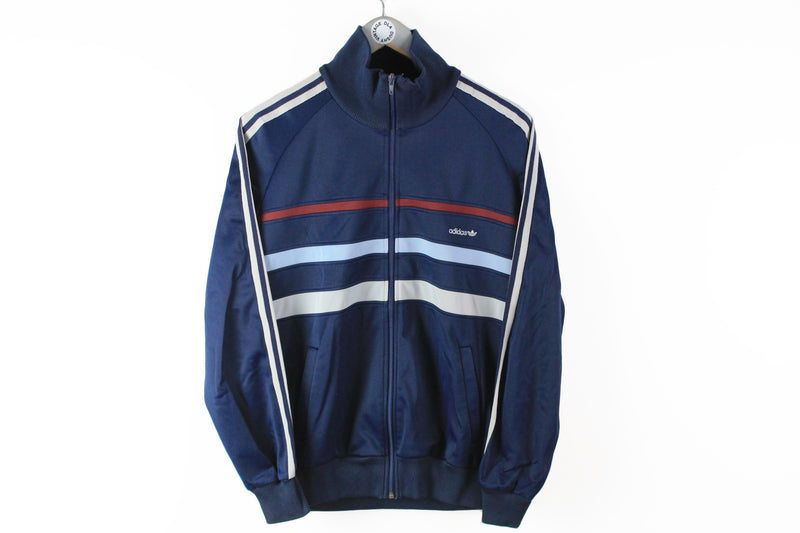 Vintage Adidas Track Jacket Medium blue classic 80s made in Hungary retro style windbreaker
