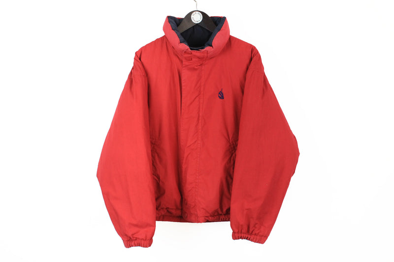 Vintage Nautica Puffer Jacket Medium red double sided down jacket