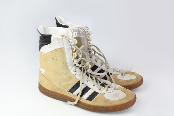 Vintage Adidas Adimed Stabil High Top Sneakers US 10 white gray 90s rare sport shoes