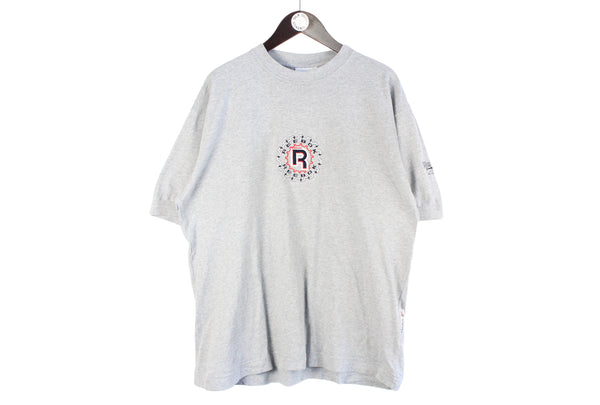 Vintage Reebok T-Shirt XLarge gray oversized 90s retro sport style embroidery big logo