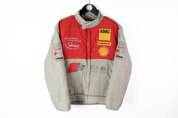 Vintage Audi Jacket Small gray red Formula 1 retro 90s sport racing coat windbreaker