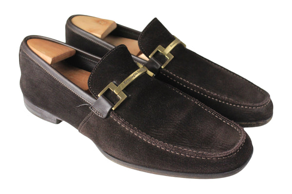 Ermenegildo Zegna Shoes EUR 42 brown suede luxury loafers moccasin leather  gold chain