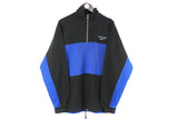Vintage Reebok Sweatshirt 1/4 Zip XLarge blue black 90s retro sport style small logo jumper