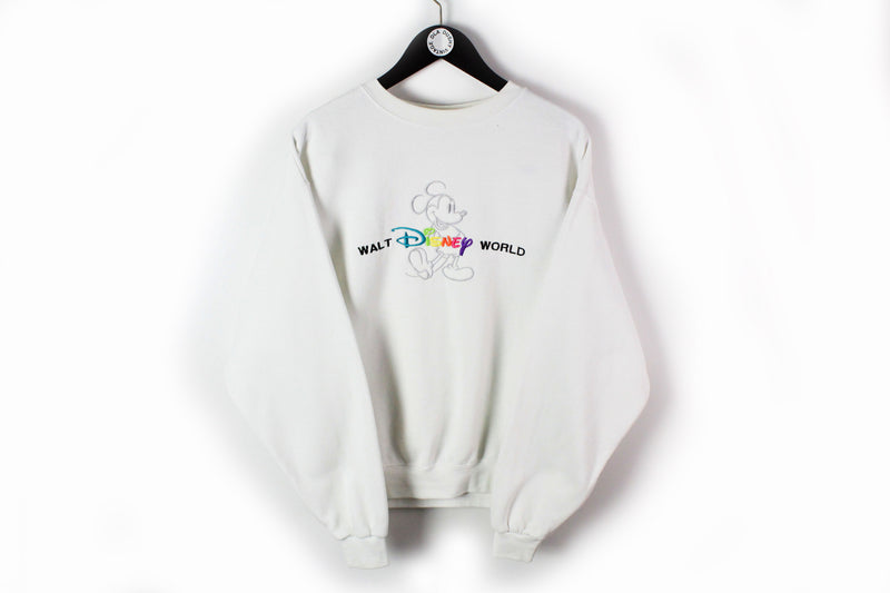 Vintage Disney Sweatshirt Medium white 90s sport walt disney world retro style cotton jumper 90s
