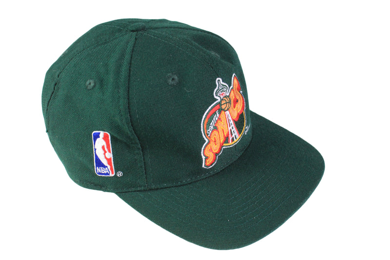 Vintage Seattle Supersonics Cap green big logo 90's cotton hat 1994 deadstock basketball NBA hat